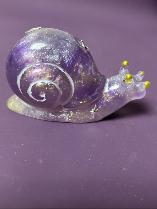 Other - Purple and white Resin Snail silver moon and stars accent and glitter-